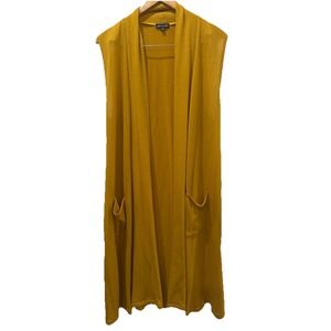OLIVIA‎ Blu Wmns XL Butter Yellow Open  SweaterVest Cardi Boho Indie Cottagecore